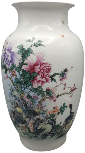 Chinese Fishtail Famille vert White Porcelain Vase
