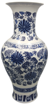Long Neck Blue and White Daisy Chinese Porcelain Vase