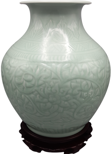 Chinese wide mouth porcelain vase  celadon glaze