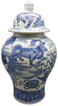 Blue and white Chinese porcelain jar with lid