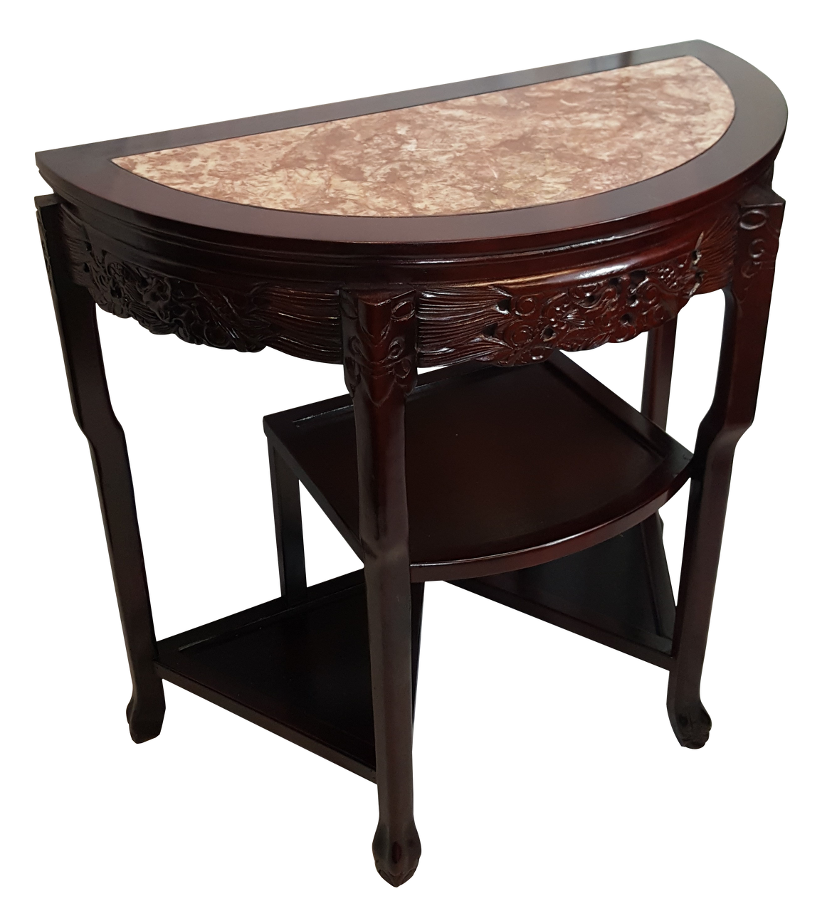 antique half moon table with marble top