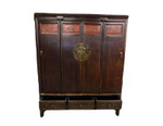 60 " Wide Elmwood Antique Chinese Hand Carved Cabinet
