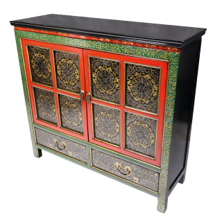 47" Tibetan Hand Painted Cabinet