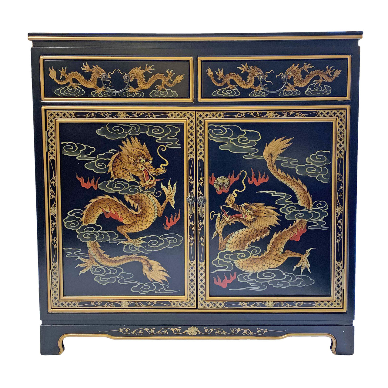 FT Badonviller 深皿 Oriental Oriental Furniture Warehouse Oriental Buffet Server with Dragons