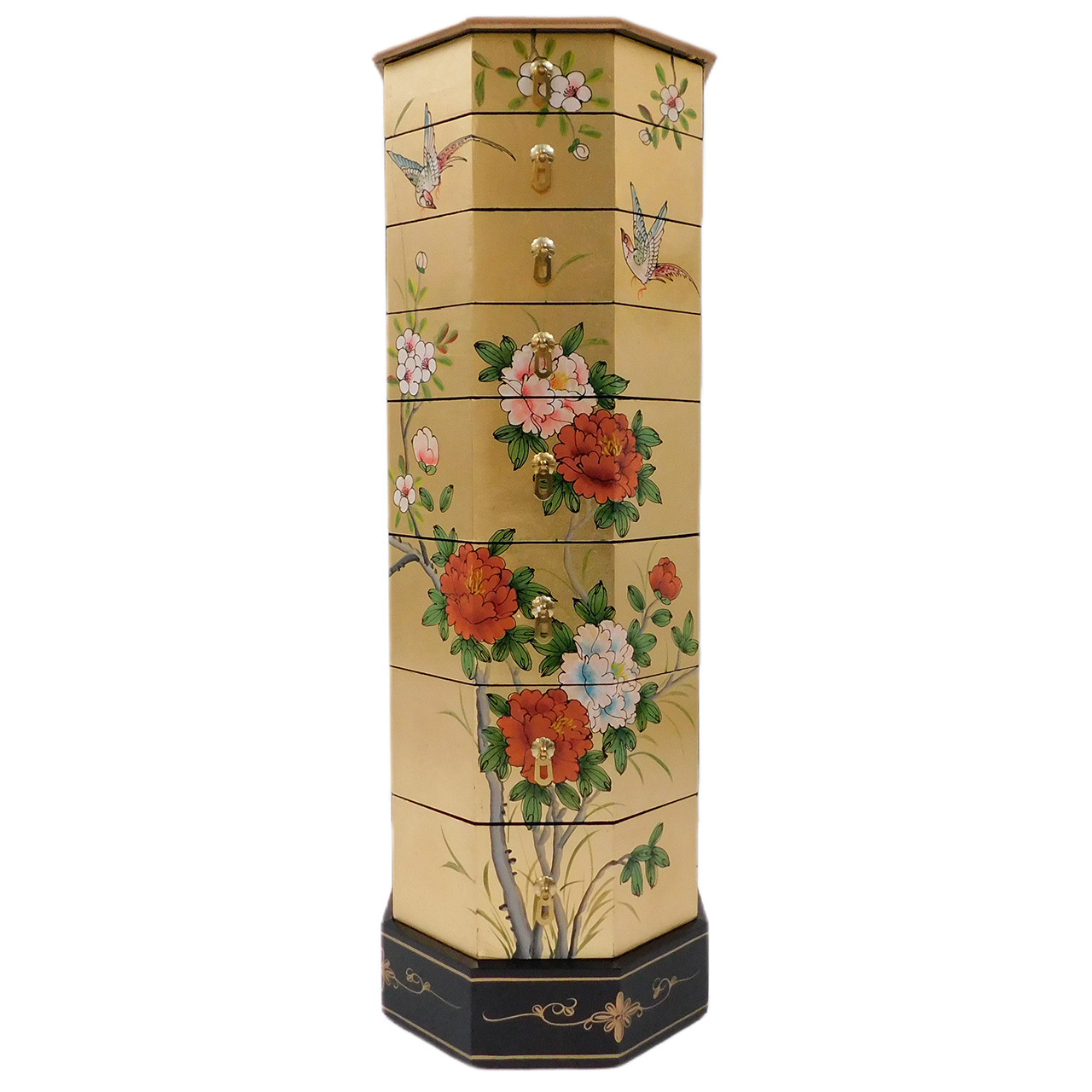 Oriental Furniture Warehouse Pedestal in Oriental Gold Leaf