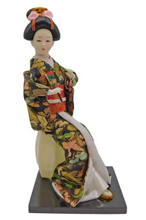 Japanese Sitting Geisha with Fan