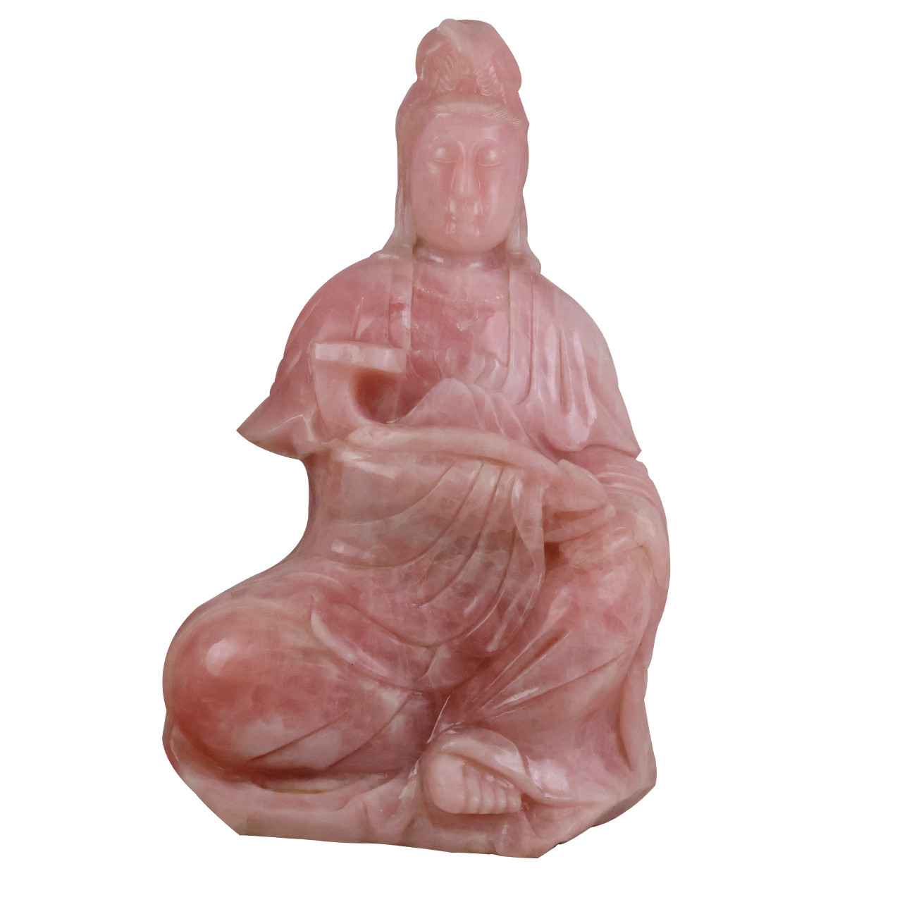ピンク瑪瑙台座付き Oriental Furniture Warehouse Rose Quartz Statue Kwan - Asian