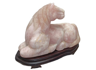 Oriental Rose Quartz Horse Statue