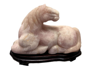 Oriental Rose Quartz Horse Statue