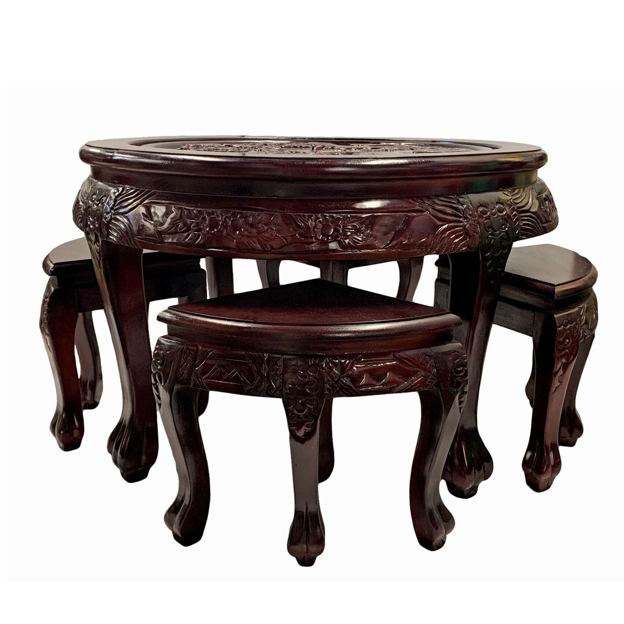 Asian coffee table with stools sale