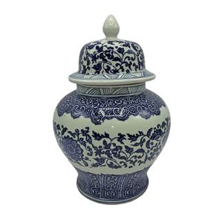 Blue and White Porcelain Jar in Flower Pattern