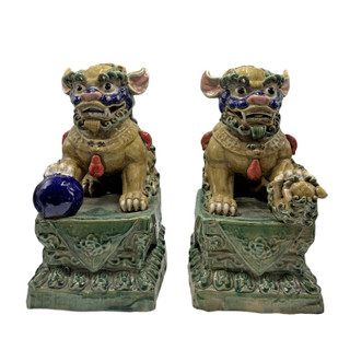 Large Pair of Oriental Ceramic Foo Dogs