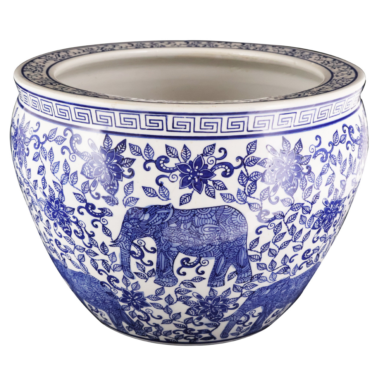 Oriental Furniture Warehouse Blue And White Porcelain Fishbowl
