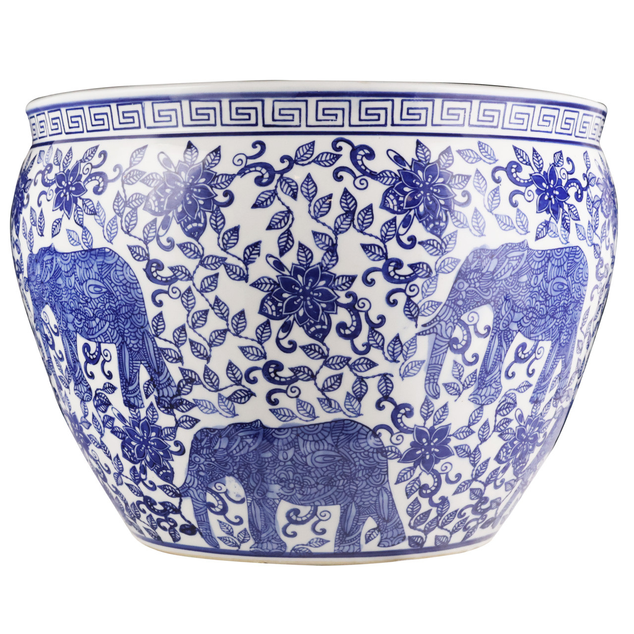Oriental Furniture Warehouse Blue And White Porcelain Fishbowl