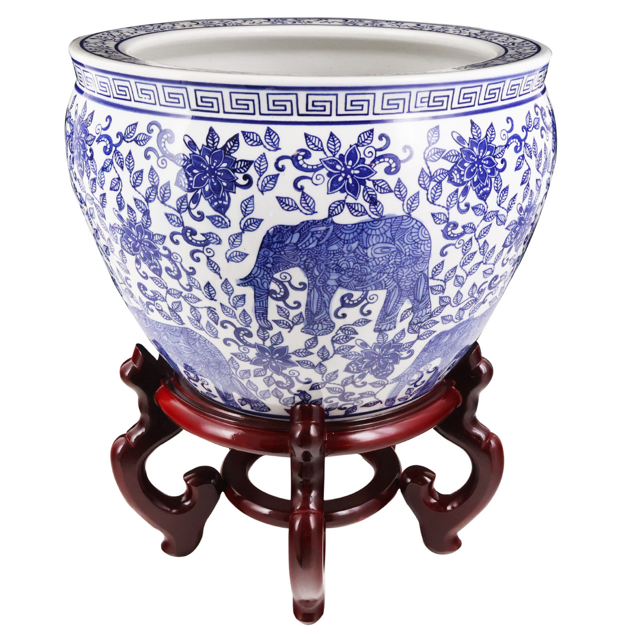 Oriental Furniture Warehouse Blue And White Porcelain Fishbowl