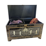 Large Mother of Pearl Oriental Storage Chest open