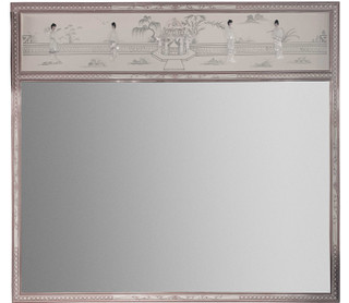 Oriental Mirror With Inlaid Pearl Scenery