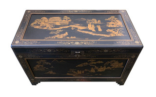 Matte Finish Trunk With Hand Painted Landscape