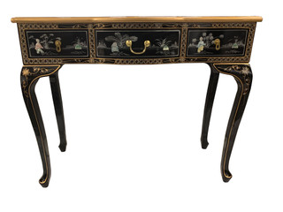 Black Mother of Pearl Three Drawer Desk