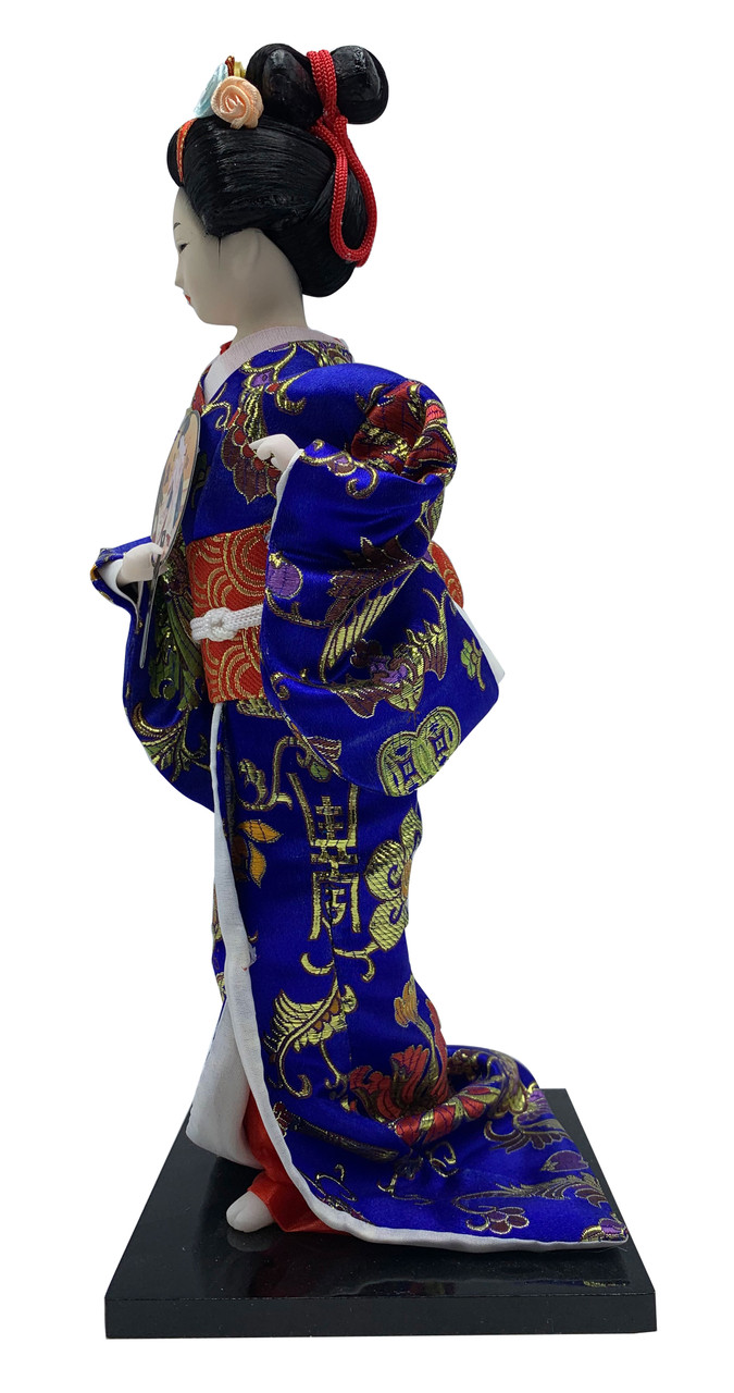日本人形 紺色着物 傘付き Japanese traditional doll Oriental Furniture Warehouse 12