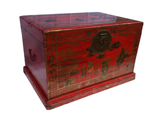 China Red Antique Chest Modified Handpainted