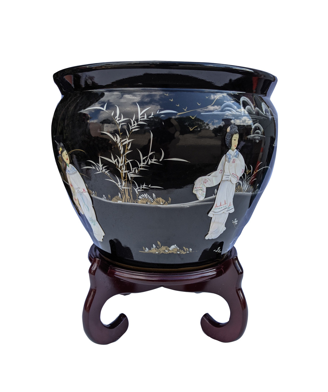  YANGMEI 3.25 Black Set of 4 Home Decorative Porcelain