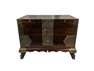 Korean Brass Camphor Wood Trunk With Drawers