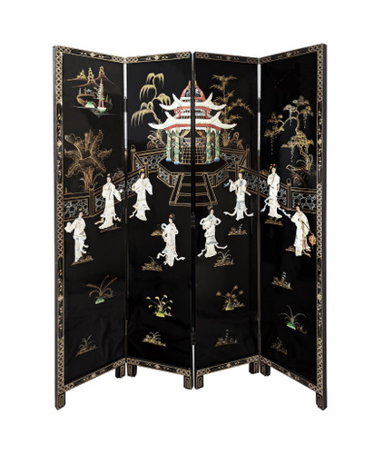Mid 20th Century Chinese Four-Panel Lacquered Coromandel