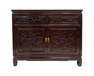 Bird and Flower Solid Rosewood Console Cabinet
