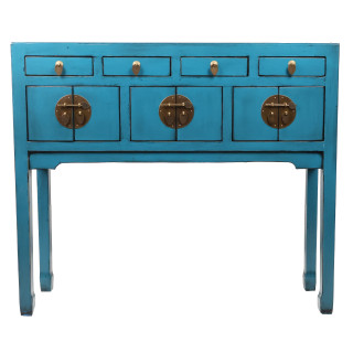 Chinese Console Table Lady Chest in Turquoise Lacquer