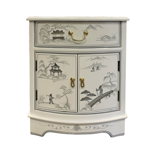 Asian End Table With White Lacquer And Landscape With Glass Top   IMG 7436  61984.1642190679.1280.1280  16130.1645200448.500.500 