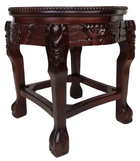 18" High Chinese Table With Lotus Design and Marble top