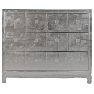 Oriental Chest of Drawers With Silver Leaf Lacquer Finish