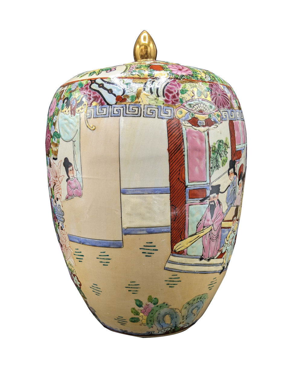Oriental Furniture Warehouse Vintage Rose Medallion Lidded Jar 12