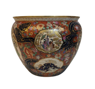 Vintage Japanese Imari Porcelain Fish Bowl 16 Inch