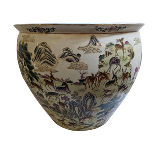 Antique White Chinese Landscape Porcelain Fishbowl