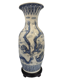 Dragon Vase Blue and White Vintage
