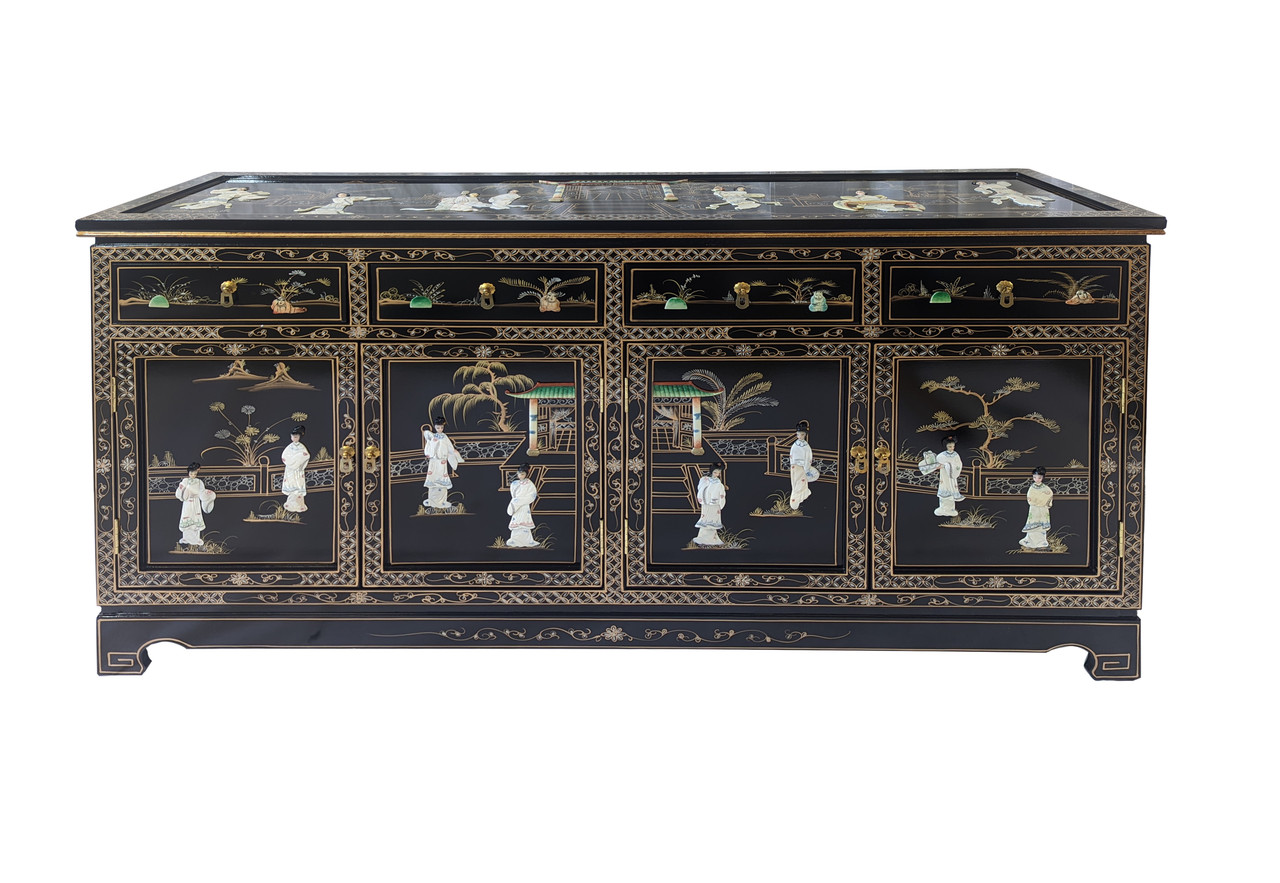 FT Badonviller 深皿 Oriental Oriental Furniture Warehouse Black Lacquer Server Mother of Pearl