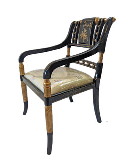 Arm Chair Black with Floral Painting 