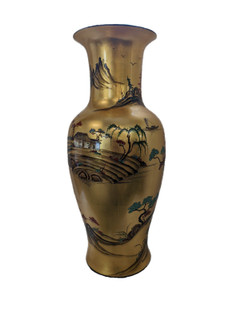 Gold Vase Asian Landscape 36"H