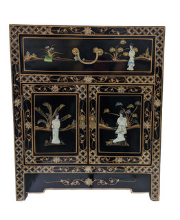 Asian End Table Black Inlaid Pearl