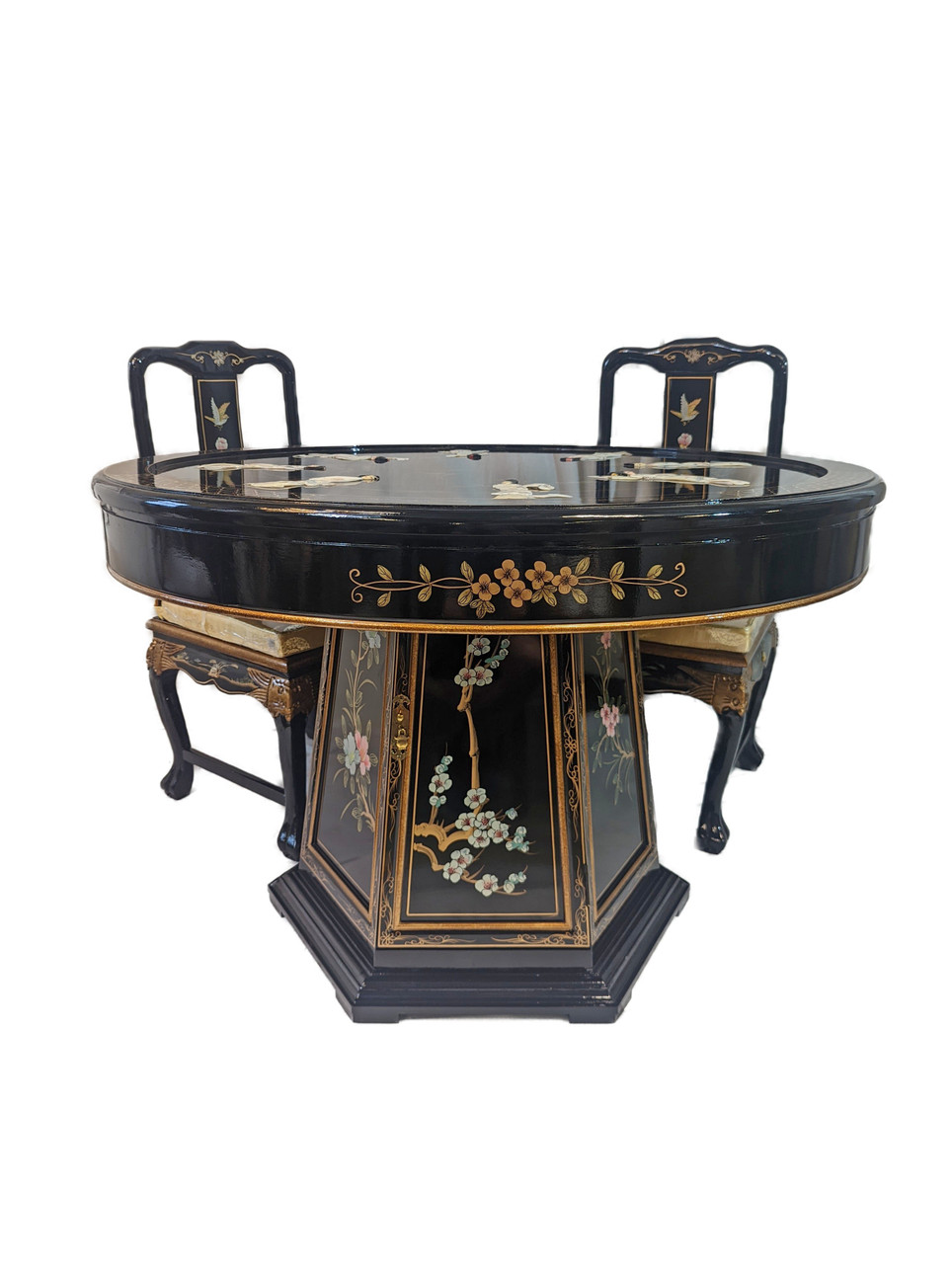 Oriental Furniture Warehouse Lacquer Pinette Table Oriental Black - Main Image