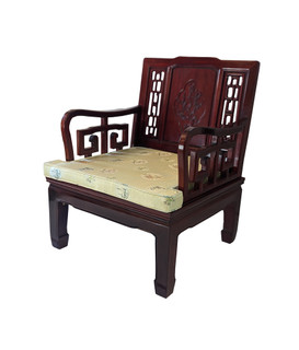 Rosewood Carved Bird and Flower Armchair with Confucius Design