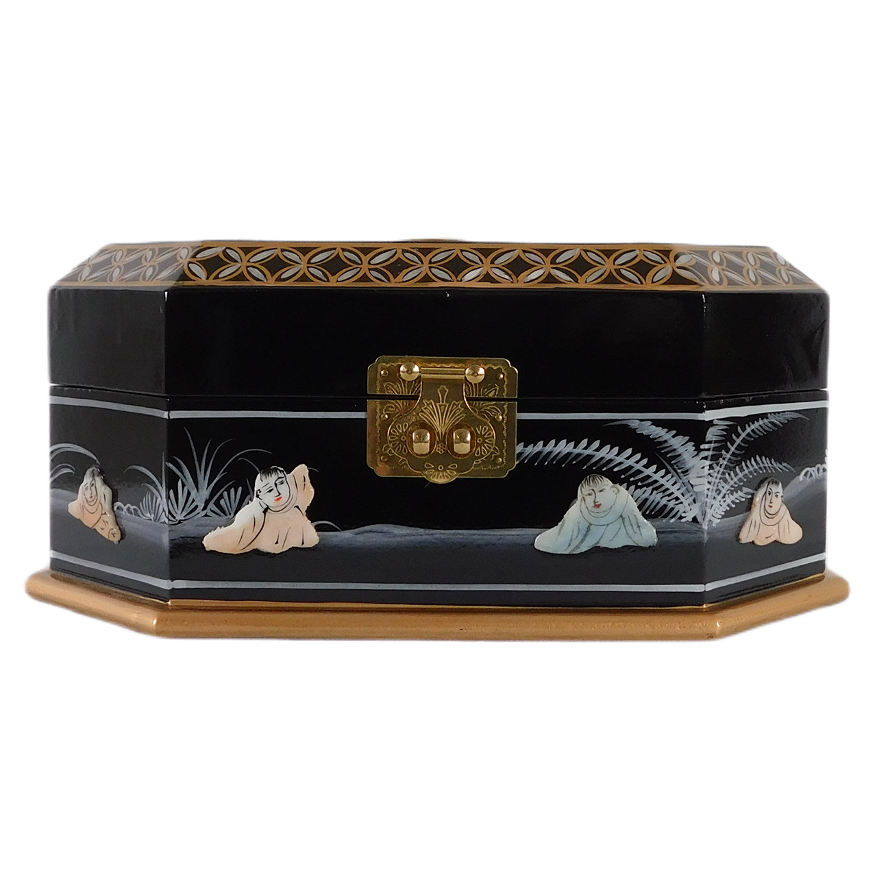 Oriental Furniture Warehouse Black Octagonal Oriental Jewelry Box