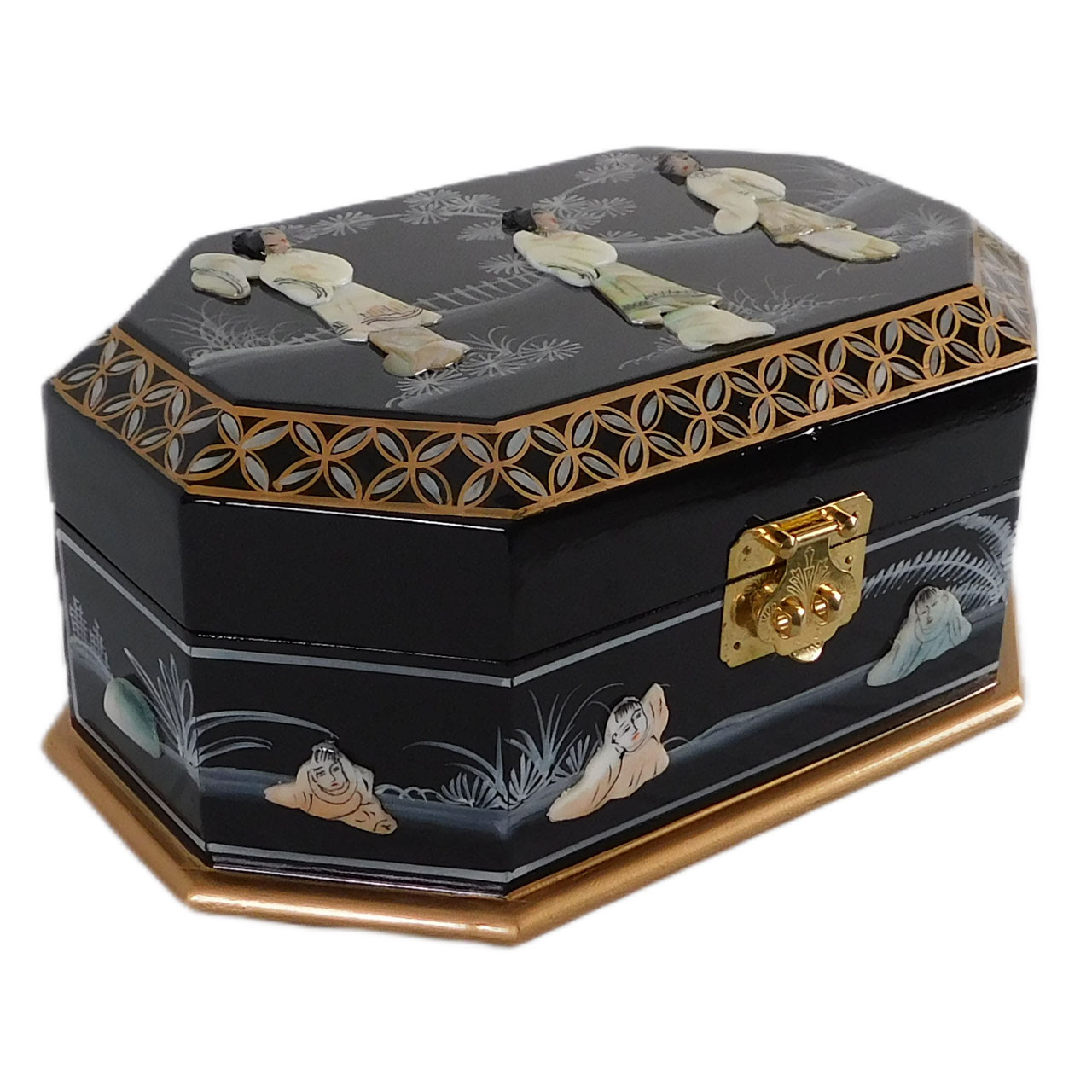 Black 2024 Lacquer With beautiful Abalone inlay Jewelry Box