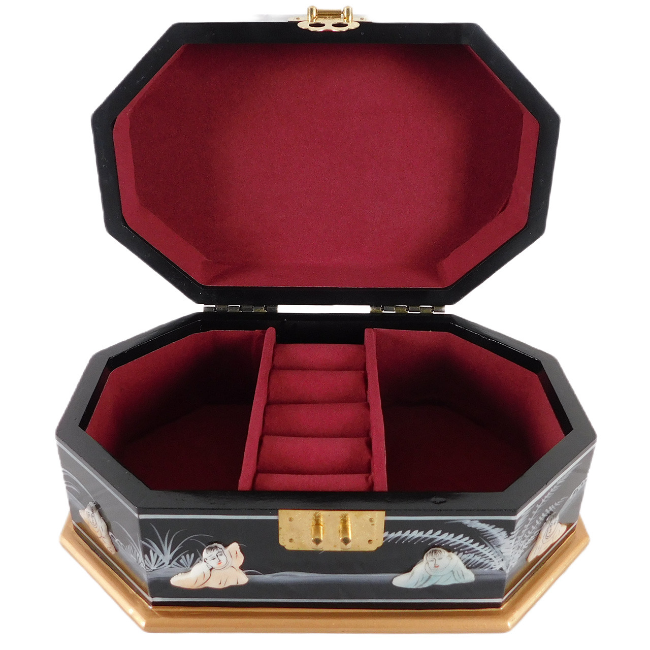 Oriental Furniture Warehouse Black Octagonal Oriental Jewelry Box