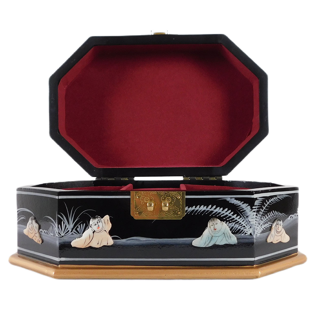 Oriental Furniture Warehouse Black Octagonal Oriental Jewelry Box