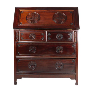 Chinese Rosewood Secretary Desk with Double Happiness Carving