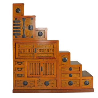 Japanese Tansu Double Sided Staircase Cabinet