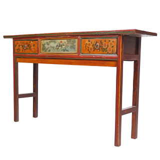 Tibetan  Antique Floral Three Drawer Table